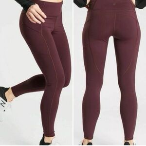 Athleta Women’s Contender Leggings Maroon Size 2X Yoga Pilate Workout Running